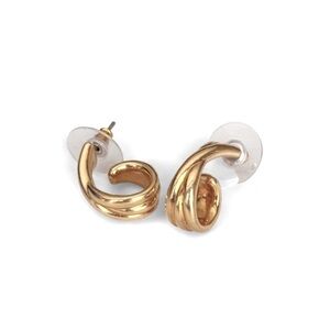 Vintage Avon Gold Tone Swirl Hoop Earrings Chunky Statement Jewelry Retro 80s